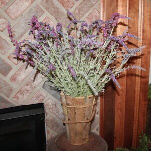 NEW French Country Farmhouse 21" Rustic Wood Planter Vase w/Lavender Arrangement